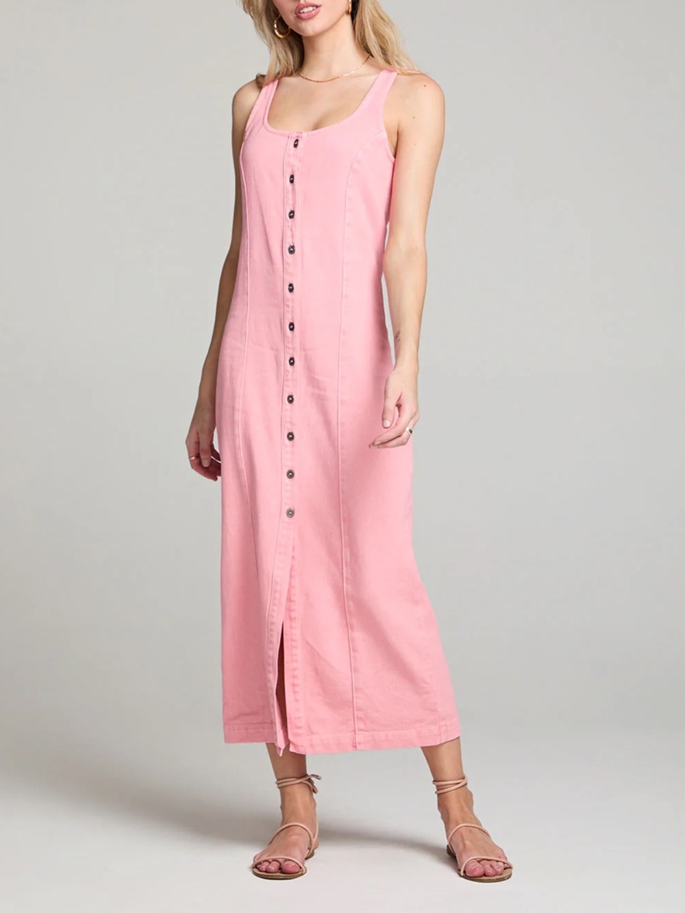 NWOT Pink Denim Maxi Dress